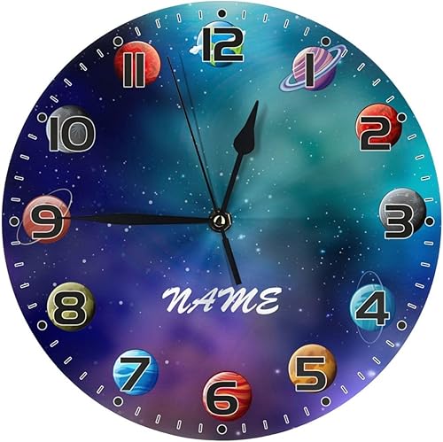 Vista 69 de Reloj de pared personalizado con diseño de unicornio y rosa con purpurina para habitación de los niños, reloj de pared personalizado con nombre