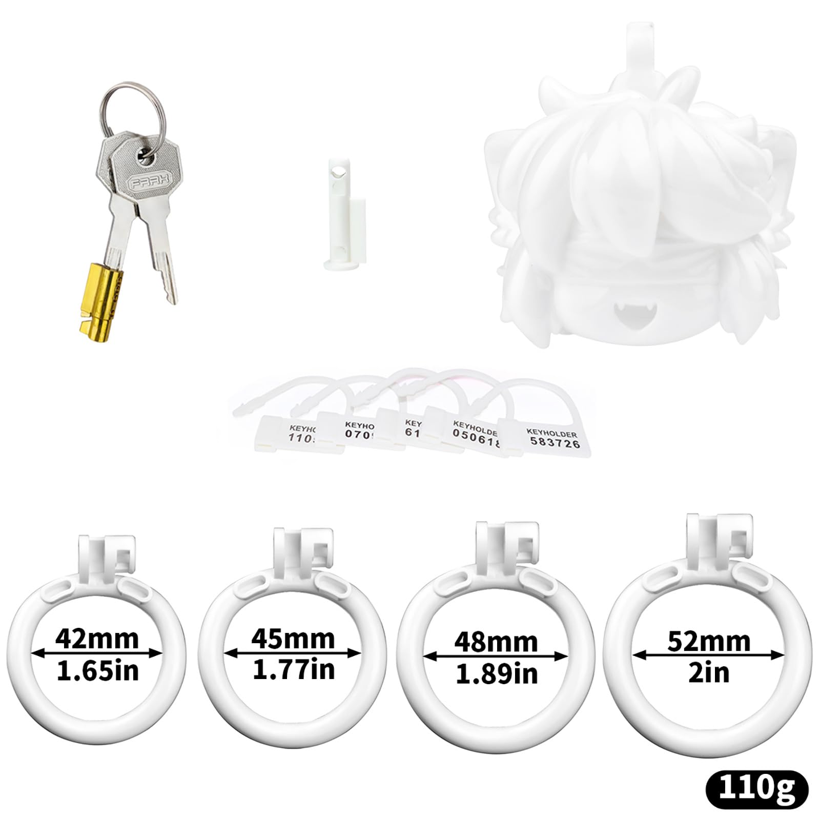 3D Harz SM Penis Bondage Cock Cage Anime-Stil Keuschheitskäfig Set für Herren mit 4 Penisringe Atmungsaktiver Keuschheitsgürtel Extrem Peniskäfig Sexspielzeug für Männer Chastity Cage