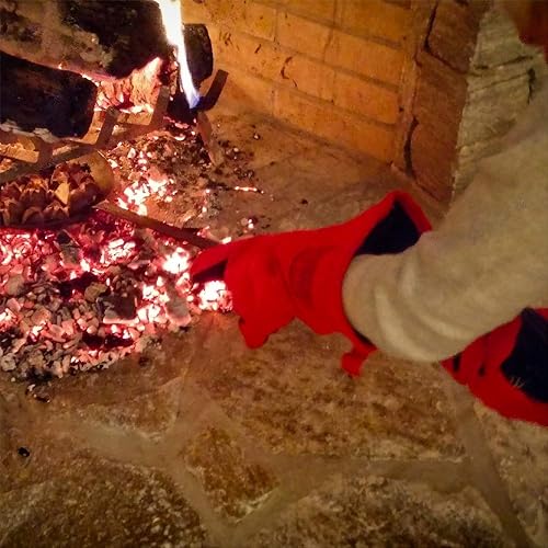 Miniatura 5 de Guantes de chimenea resistentes al calor para parrilla, soldadura, cocina de barbacoa, estufa de leña, horno y cocina