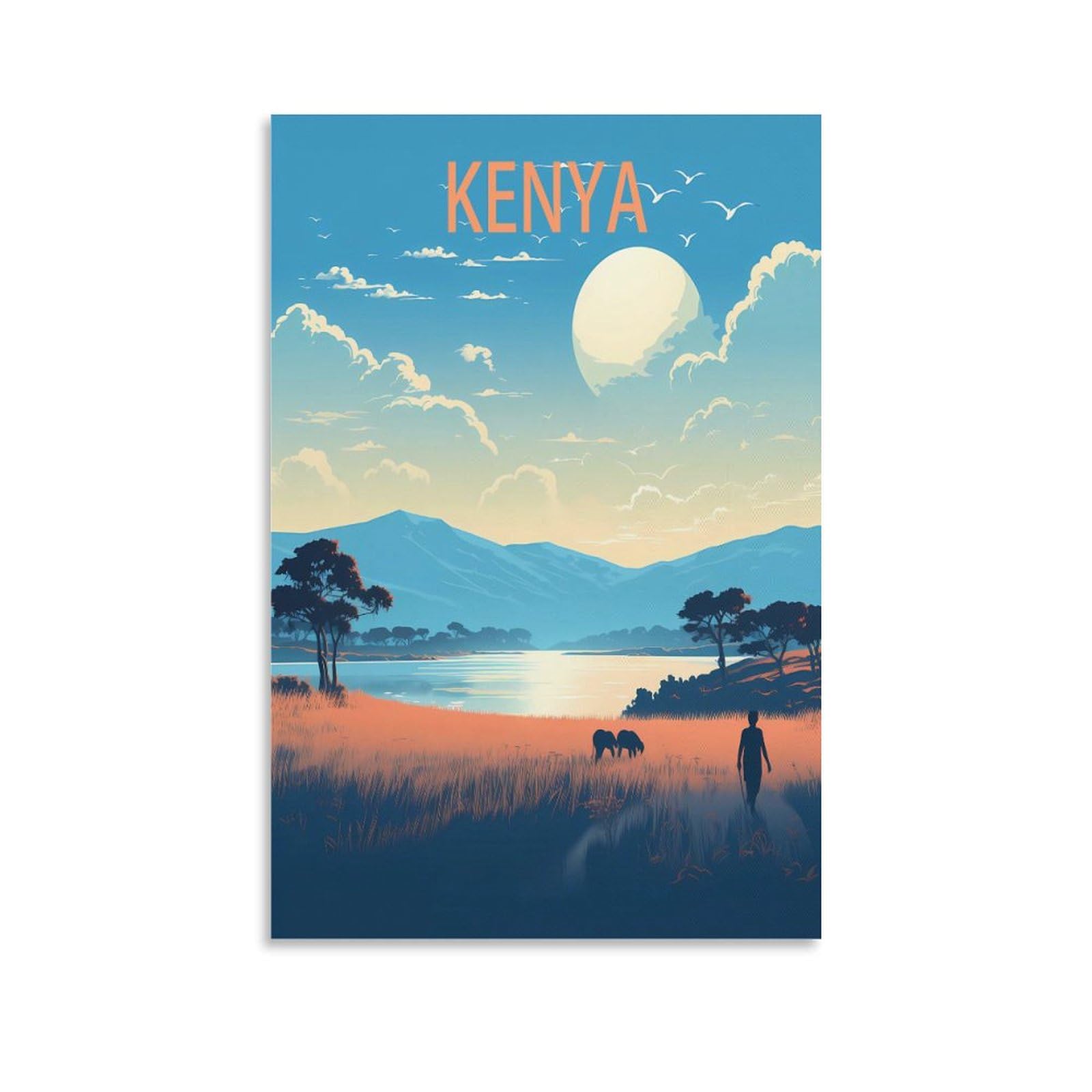 LHJOIUN Kenya East Africa Vintage Travel Poster Landscape 12x18inch(30x45cm) Art Canvas Print For Living Room Bedroom Home Decoration Modern Art