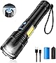 懐中電灯 ledライト 懐中電灯 強力 【XHP160LED ＆ マグネット付き】 フラッシュライト 大容量5800mAh Type-C 充電式/電池式 ハンディライト 軍用 最強 Flashlight 小型 タクティカルライト COBライト IPX6防水 ズーム調整 7照明モード アルミ合金 耐衝撃 モバイルバッテリー機能 SOSモード 防災/キャンプ/地震/停電対策 緊急用 (black)