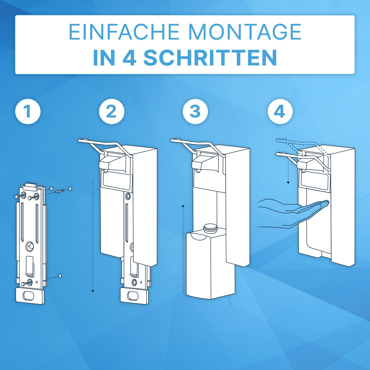 2X ARNOMED® Desinfektionsspender Alu mit Tropfschale, Seifenspender 500ml | Seifenspender zur Wandbefestigung mit kurzem Armhebel, Eurospender für Desinfektionsmittel, Soap Dispenser, Spender