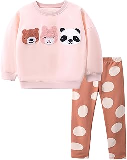 Little Girls Clothes Sets - Cute Sweatshirts Top Shirt & Leggings 2 Piece Kids Fall Winter Outfits Toddler Clothing