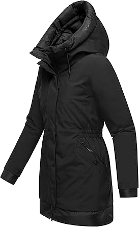 Navahoo Winterjas voor dames (S-3XL) - capuchon met trekkoord, deels honingraatachtige structuur - N108, Dark-Olive, XXL