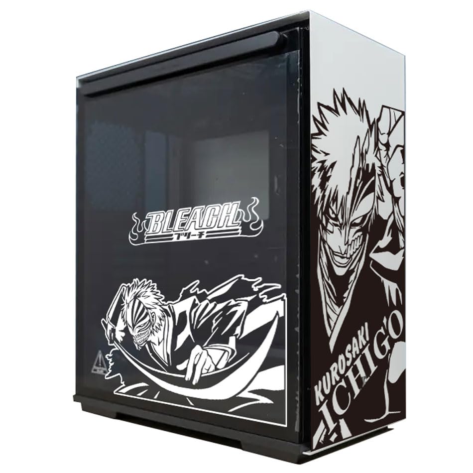 Kurosaki Ichigo Anime Stickers for PC Case,Cartoon Decor Decals for ATX Computer Chassis Skin,Waterproof Easy Removable (Black and White)