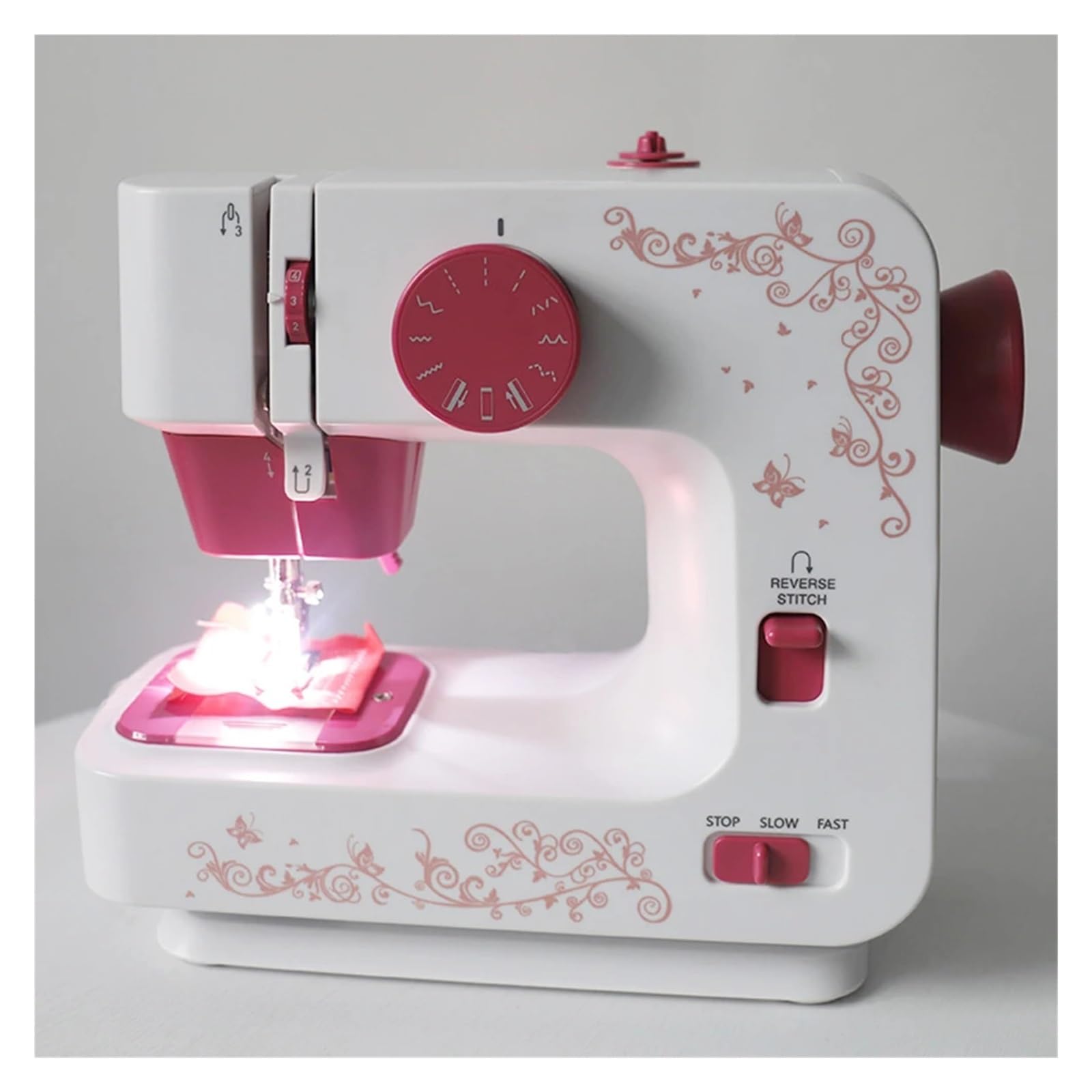 Máquina De Coser Eléctrica Escritorio For El Hogar, Overlock For Ropa DIY, 2 Velocidades, 12 Puntadas, Batería Portátil/adaptador DC Potente Silenciosa Y Estable