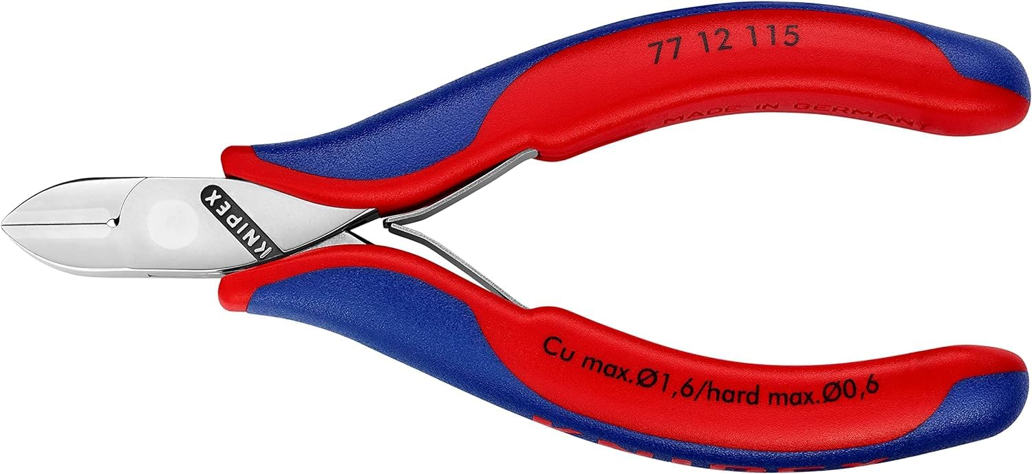 KNIPEX Szczypce tnące boczne dla elektroników ze złączem wsuwkowym z osłonkami wielokomponentowymi 115 mm, 77 12 115