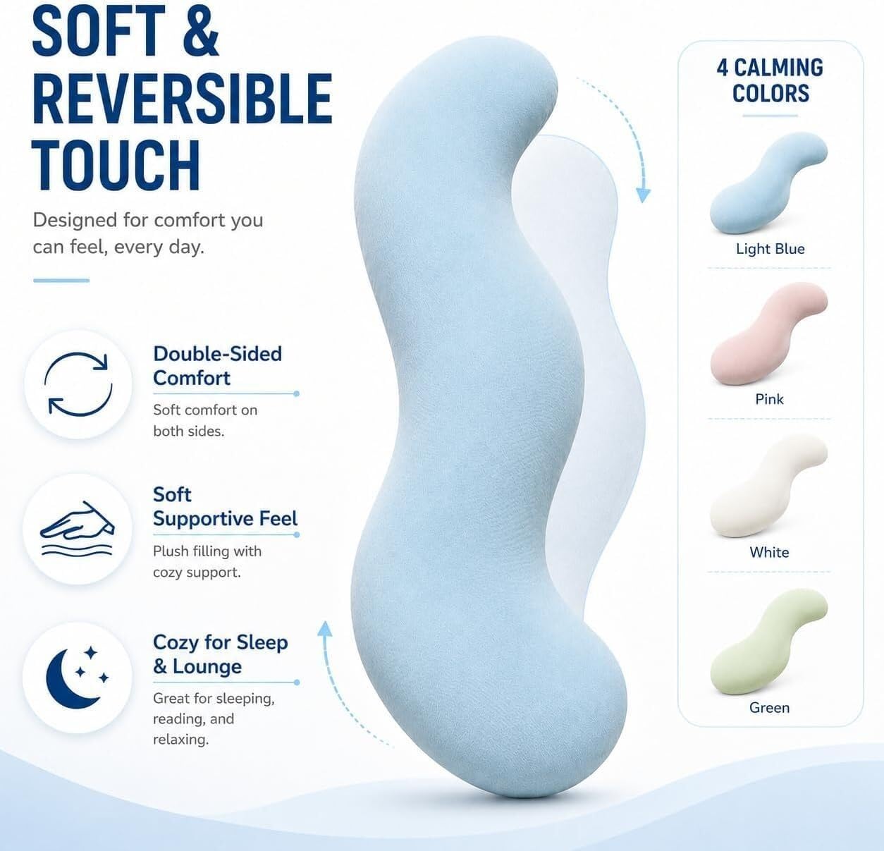 Poduszka Ciała Marshmallow Strąk Groszku, Ergonomiczna, Wsparcie Boczne i