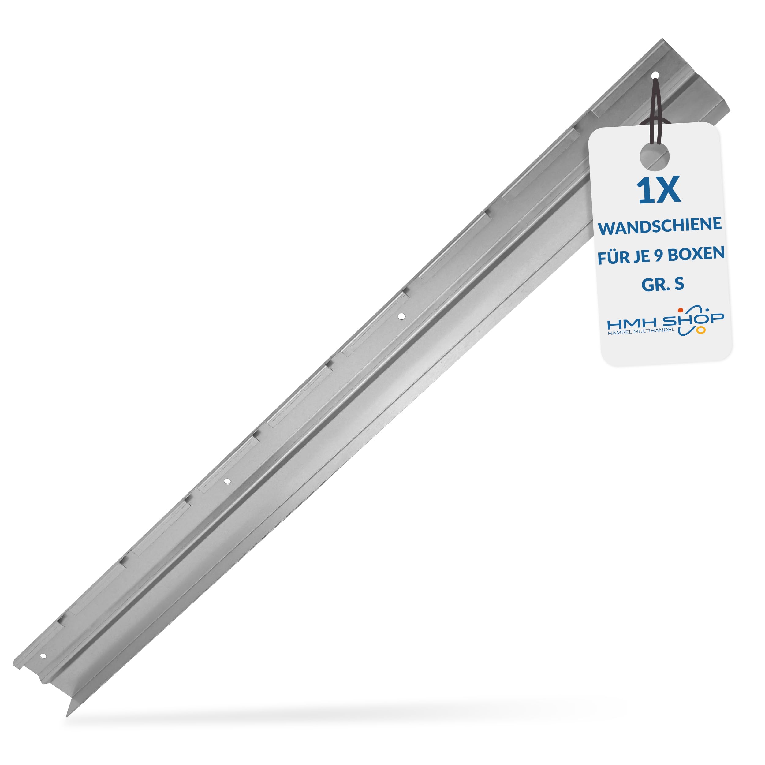 HMH Stapelboxen der Größe S 161x105x75mm für dein Kleinteilelager Sichtlagerkästen in 5 Farben Zubehör wie Deckel Trennsteg Etikett Wandschiene Sortierkisten (Wandschiene für 9 Boxen, 1 Stück)