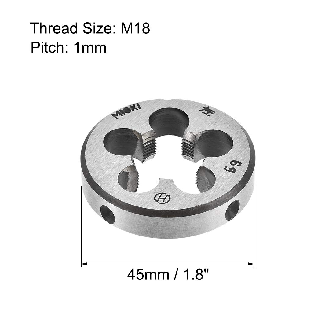 uxcell M18 X 1 Metric Round Die, Machine Thread Left Hand Threading Die, Alloy Tool Steel Screw Thread Cutting Die