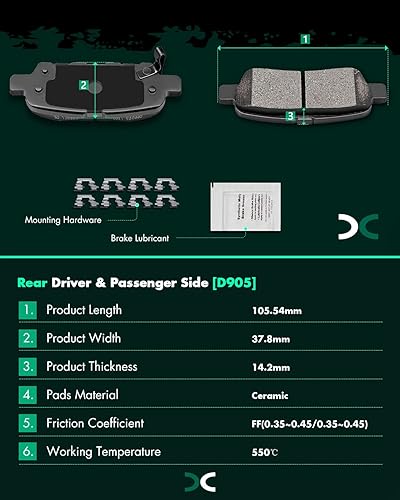 Miniatura 3 de SCITOO - Juego de 4 pastillas de freno trasero para Infiniti EX35, FX37, FX45, G25, G35, M35, M37, M45, M56, QX50, QX60, QX70, para Nissan 350Z,