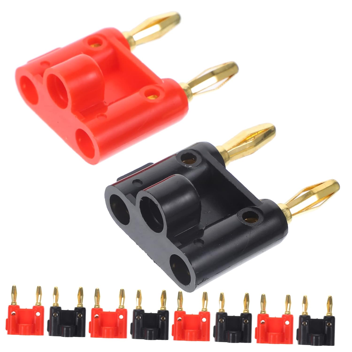 10Pcs Gold Plated Dual Banana Plug Audio Connector for Speaker Wire Quick Installation Compatible with Receivers Amplifiers Surround Sound Systems Durable and Insulated