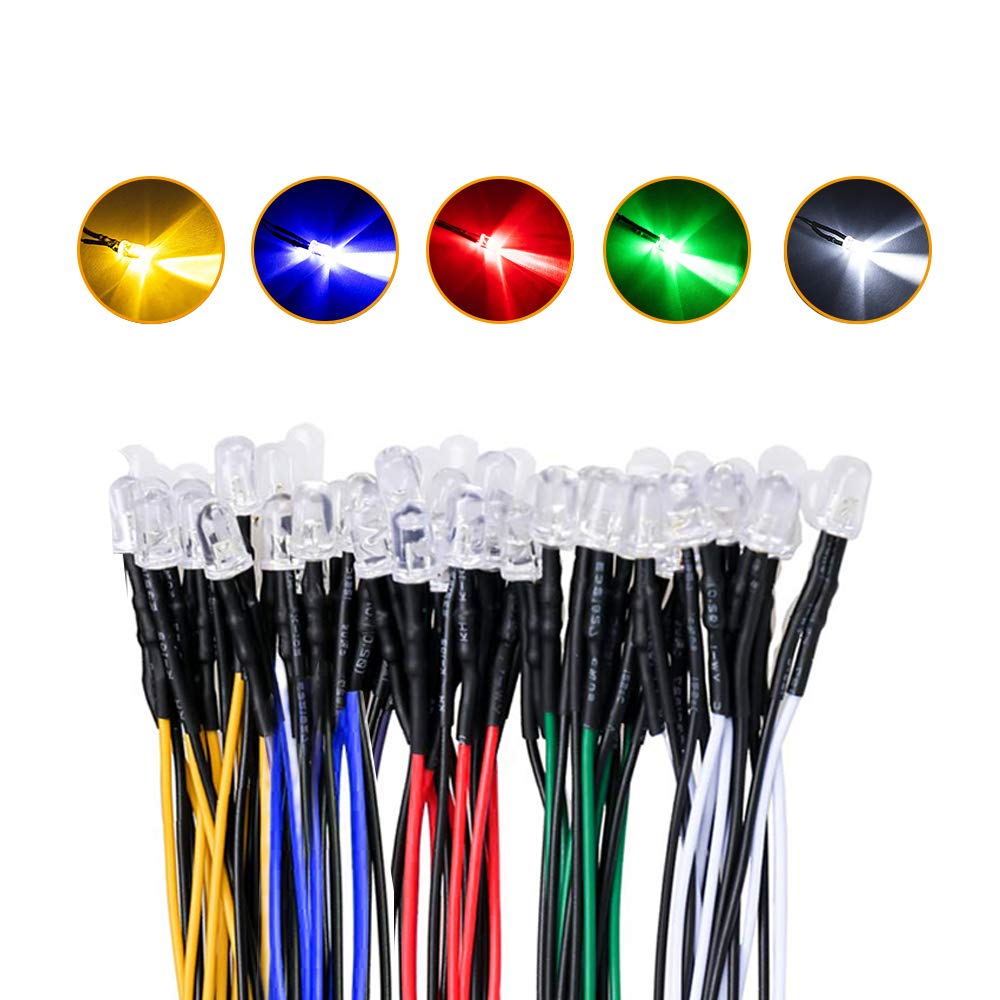 YIXISI 10 Stücke 5mm 12V LED Leuchtdiode Vorverdrahtete