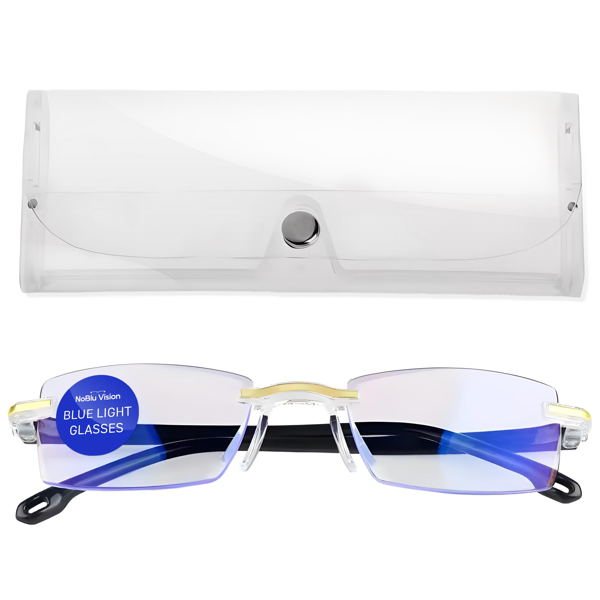 Gafas de luz azul FREEZE2TRIM NoBlu Vision para hombres y mujeres, gafas noblu, gafas sin luz azul para mujeres y hombres, gafas para la fatiga visual, gafas para dormir, juegos de computadora con marco transparente, estuche de viaje