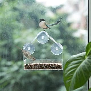 Window Bird Feeder Hanging Strong Suction Cups Wild Bird Feeders Outside Clear Acrylic Clear Birdhouse Shape Outdoor Birdfeeders Kits for Wild Birds