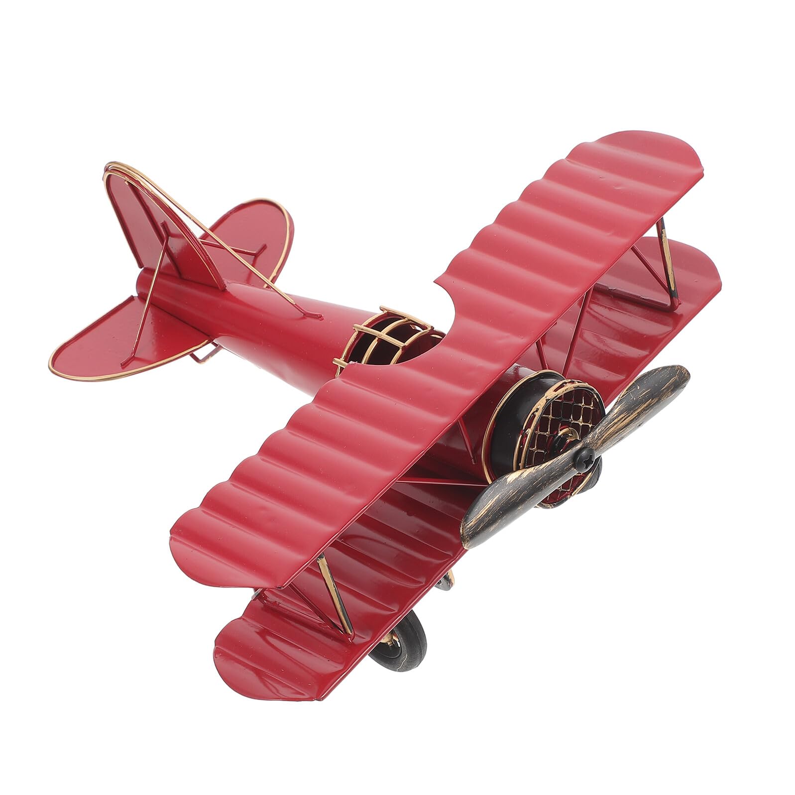 Maquette d'avion rétro en métal rouge, ornement artisanal vintage