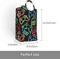 Vista 3 de Coloridas siluetas joystick juego cesta de lavandería con asas cesta de lavandería juguetes organizador de almacenamiento cubo plegable cubo