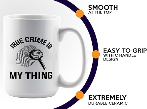 Miniatura 5 de Taza de café detective de 15 onzas, color blanco - TRUE crime is - oficial de policía patrulla policía Detective Sheriff Police Enforcement Police