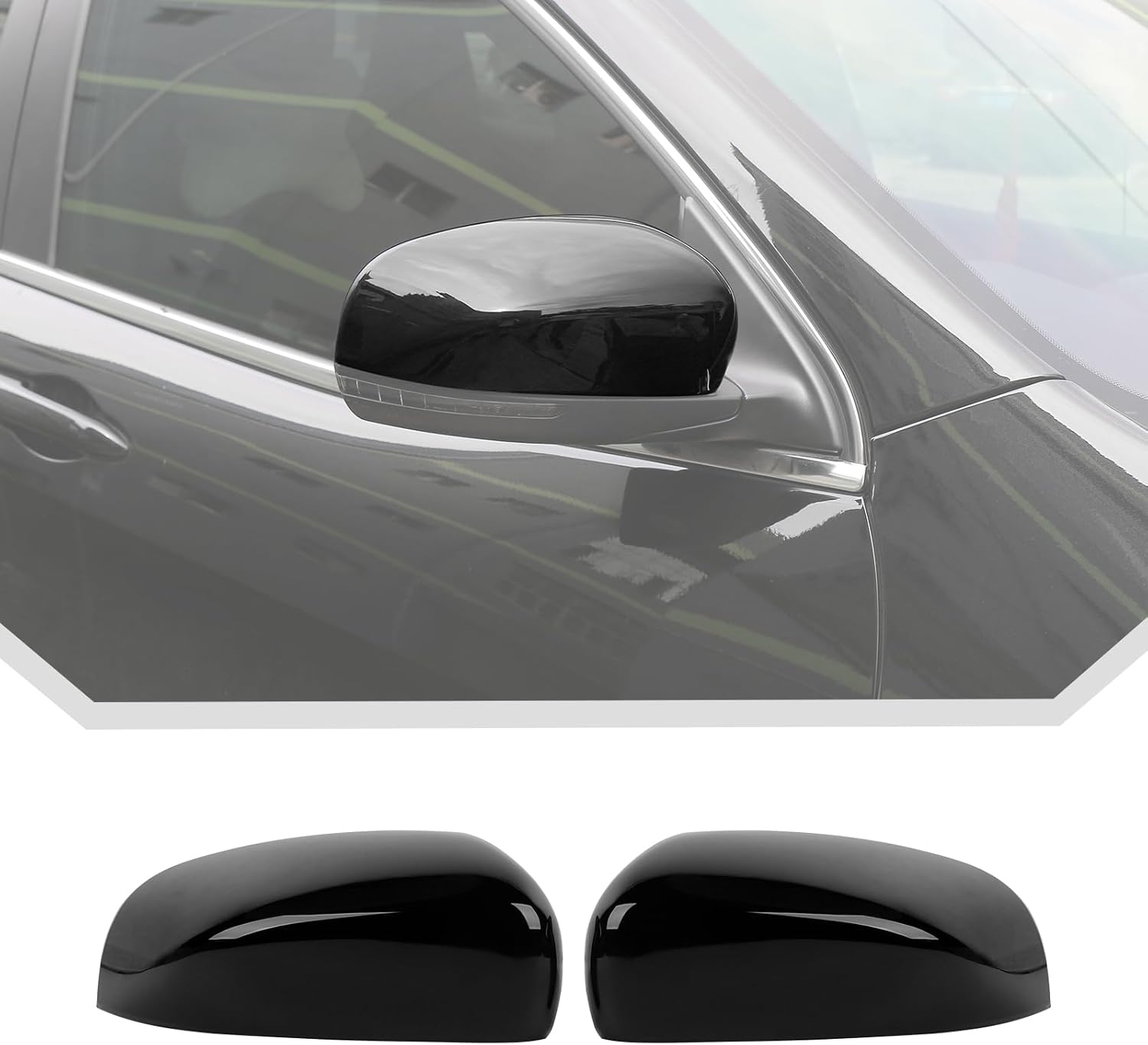 JeCar Black Side Mirror Covers Trim Accessories for 2014-2023 Jeep Cherokee & 2017-2024 jeep Compass