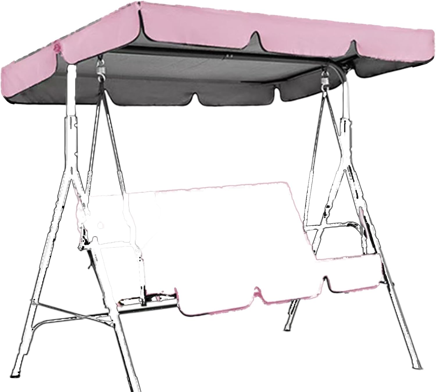 Swing Canopy Replacement for Outdoor Patio,2/3 Seater Heavy-Duty Ripproof Waterproof Porch Swing Seat Canopy Cover,Hammock Top Cover for Flat Roof Detachable for Garden Courtyard,Grey,98 * 73 * 7in