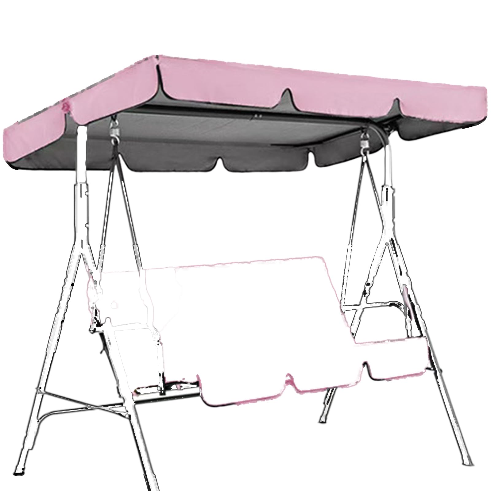 Swing Canopy Replacement for Outdoor Patio,2/3 Seater Heavy-duty Ripproof Waterproof Porch Swing Seat Canopy Cover,Hammock Top Cover for Flat Roof Detachable for Garden Courtyard,Pink,249x185x18cm