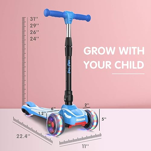 Miniatura 5 de LOL-FUN Scooter para niños de 3 a 12 años, paquete azul y amarillo