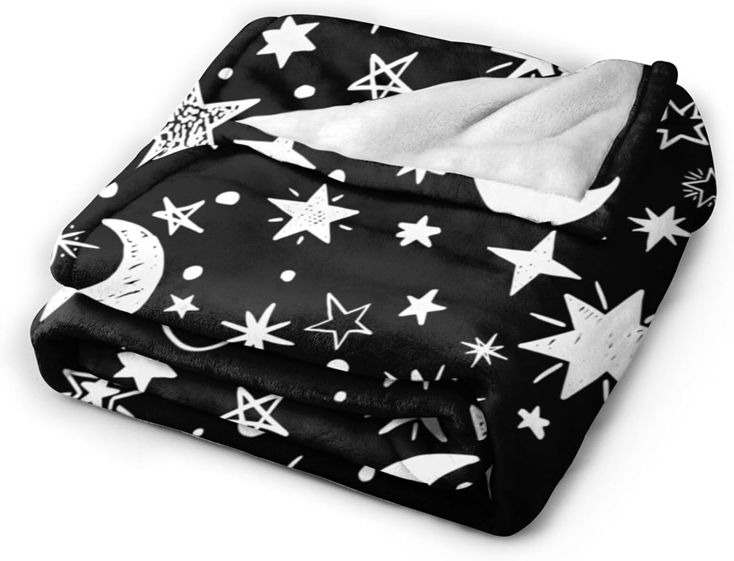 Star Moon Black and White Blanket, Soft Blankets Flannel Bed Throw Cozy Lightweight Plush Gifts for Women Men Boys Girls Sofa Couch Bedroom Living Rooms Warm All Season, Home Decor, 80"x60"