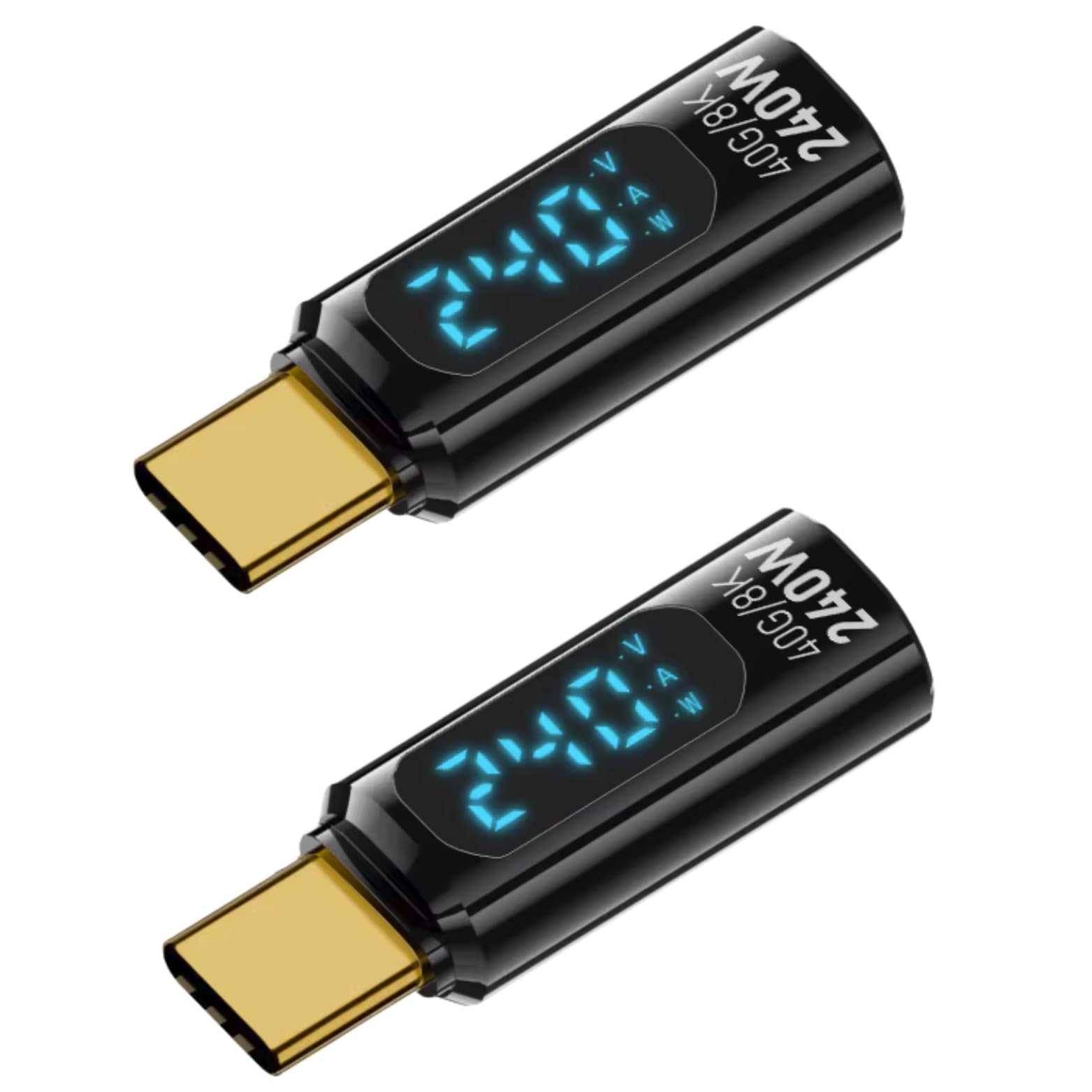 USB C 8K 40Gbps Mini Digital Meter USB 4.0 Type-C Extension Adapter Display Voltage Current Power 240W Voltmeter Ammeter Wattmeter Transculent Black- 2 pcs-image-25