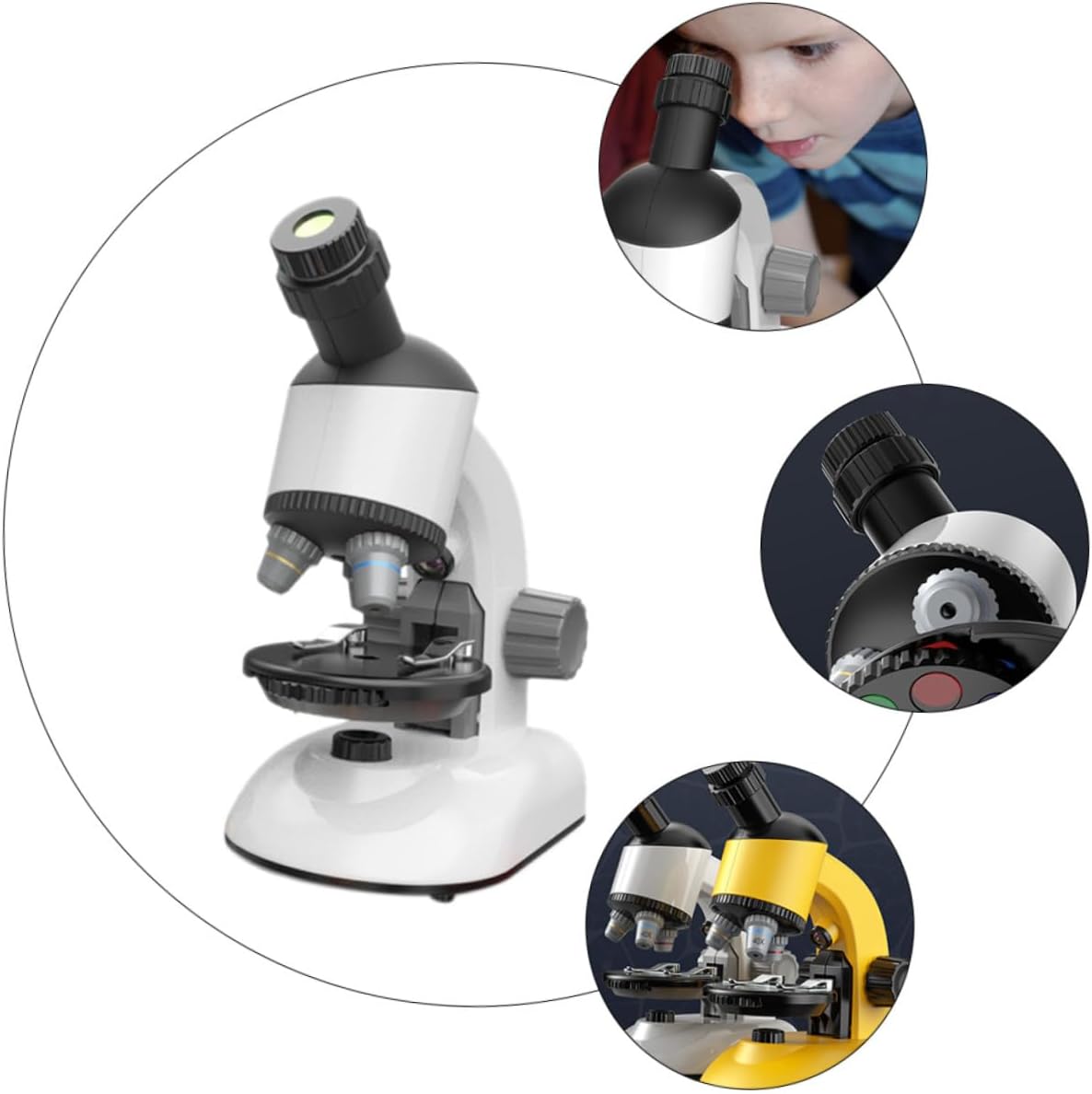 Vaguelly 1 Set Microscope Rotatable Magnifier for Educational Microscope with LED Light for Science Experiments and Observing Microscopic Details