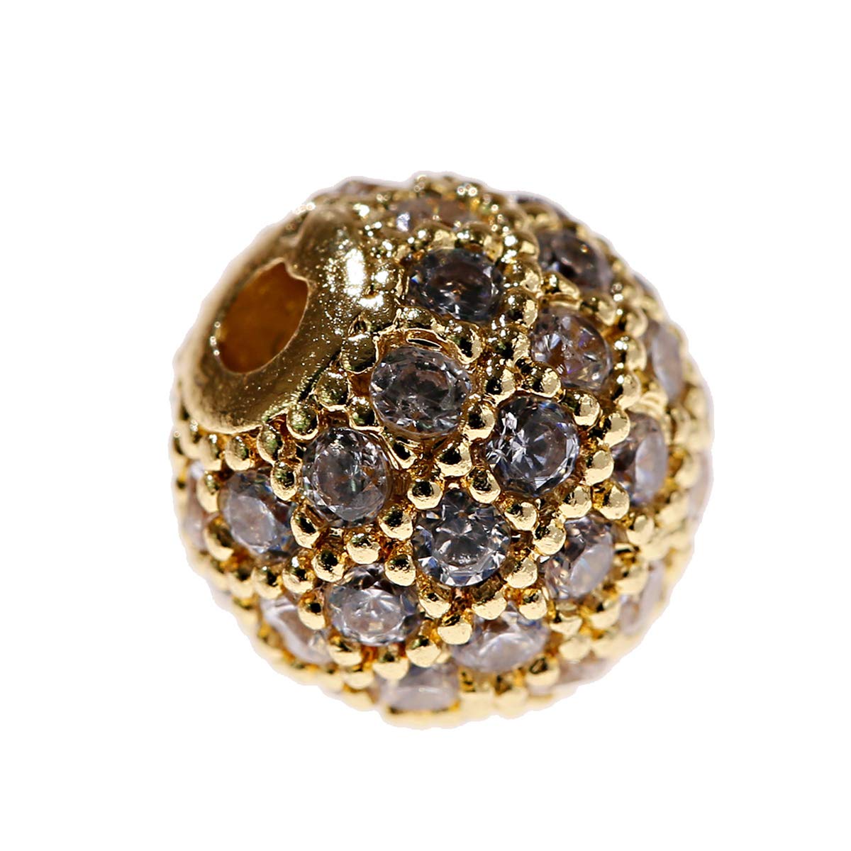 DOUVEI 5 Pcs 8mm Gunmetal Or Clear Color Cubic Zirconia Beads, CZ Stones Micro Pave Disco Ball Beads Round Spacer Beads Bracelet Connector Charms Beads 8 BD