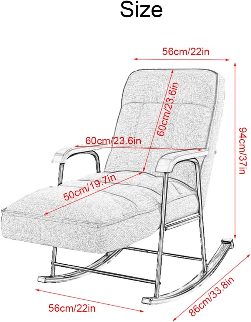 Adjustable Back Chair for Living Room,Rocking Chair Upholstered,Outdoor Recliner Comfy Glider Chair with Arms,Lazy Chair Sleeper Relaxation (Color : Dark Grey)
