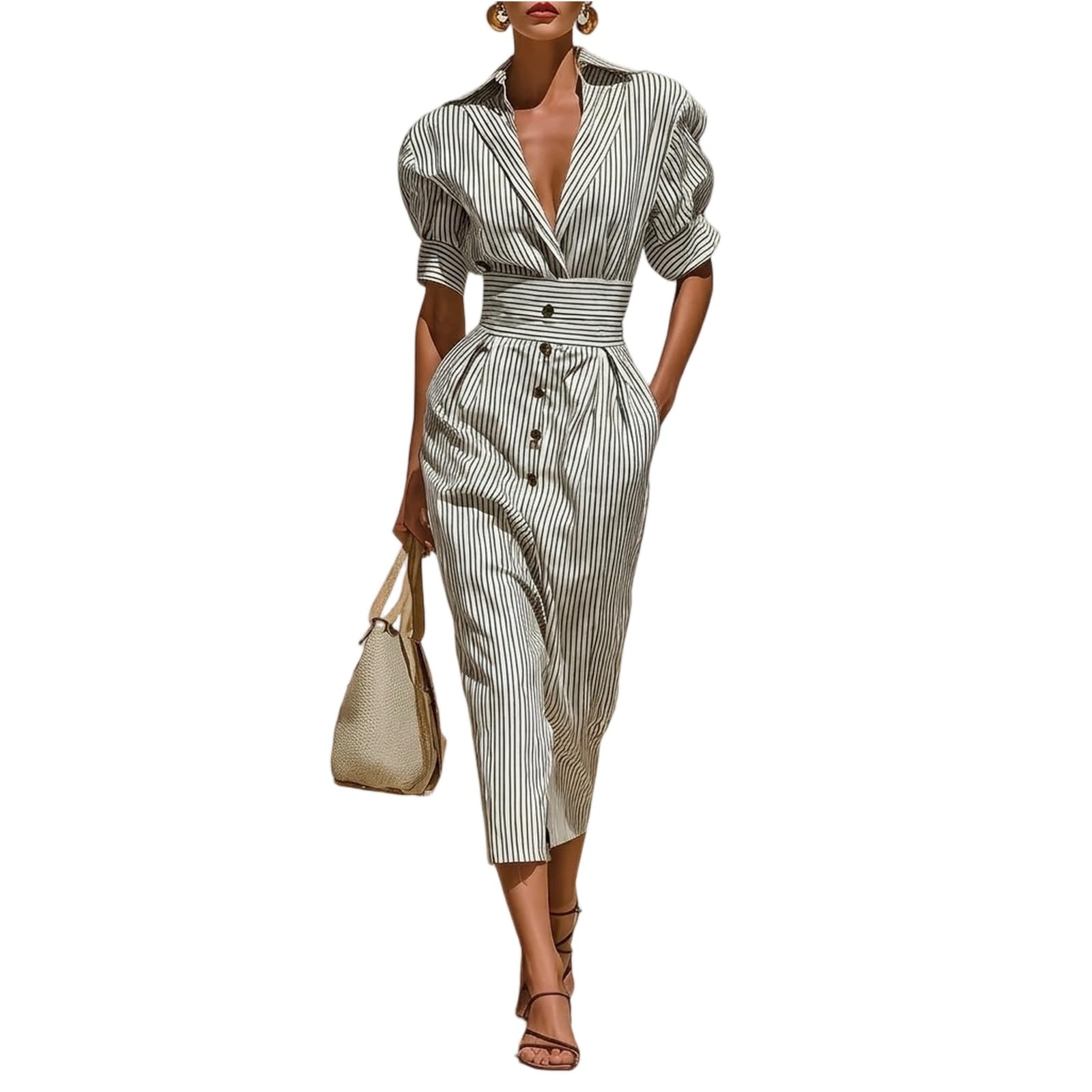 Robe longue fluide raye pour plage et sorties d'été chic