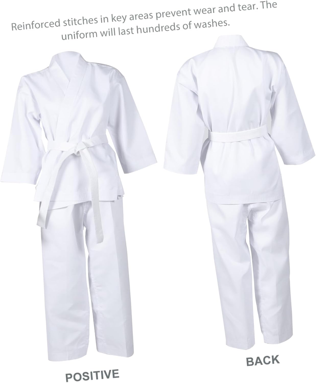 FOMIYES Karate Uniform for Adults and Teens Unisex Martial Arts Outfit Elastic Waistband Lightweight Training Costume for Karate Practice and Competitions