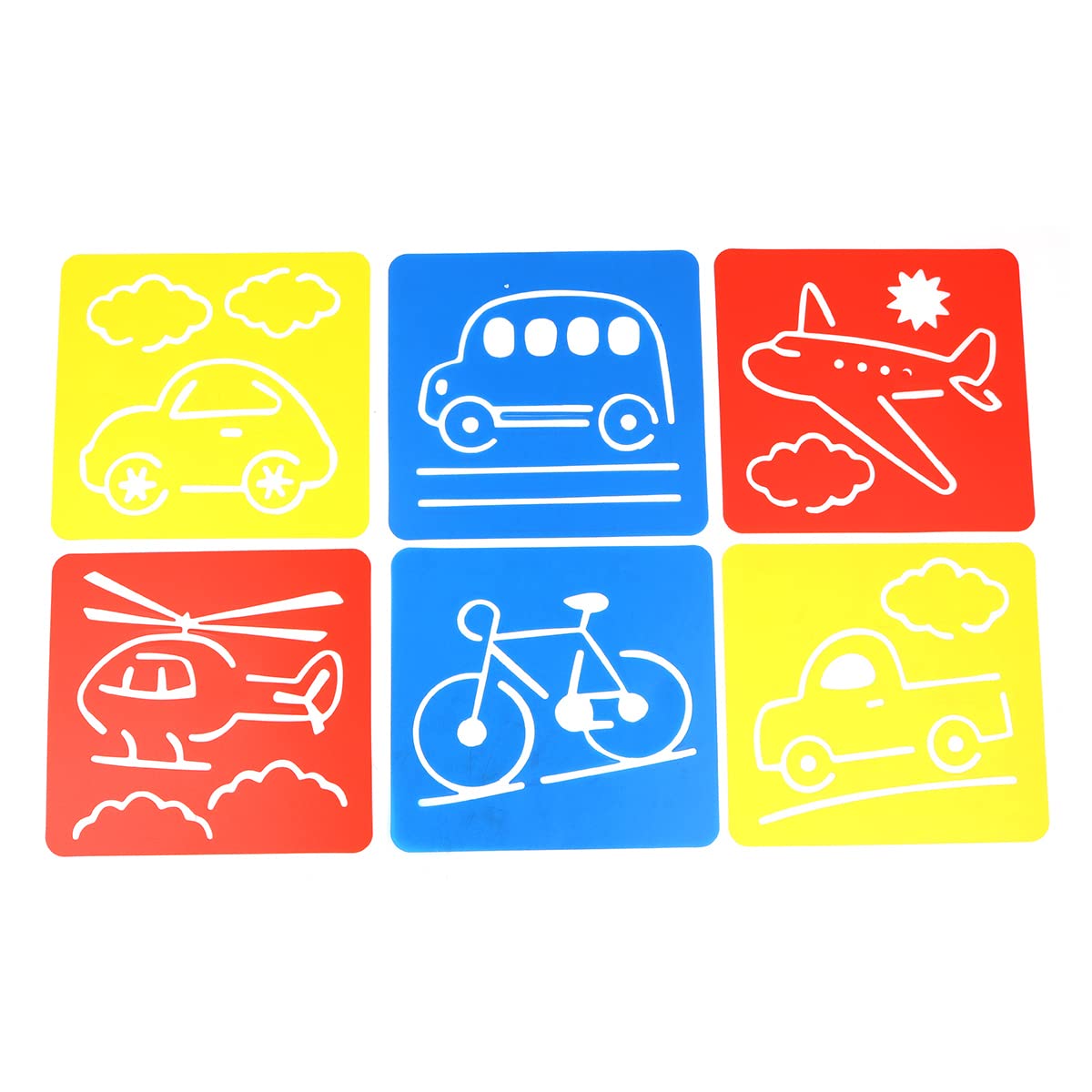 Namvo 6 Pieces Shapes Stencils Template Set for Kids Children Drawing Craft, Washable Painting Template with Transport Tools for Painting Learning