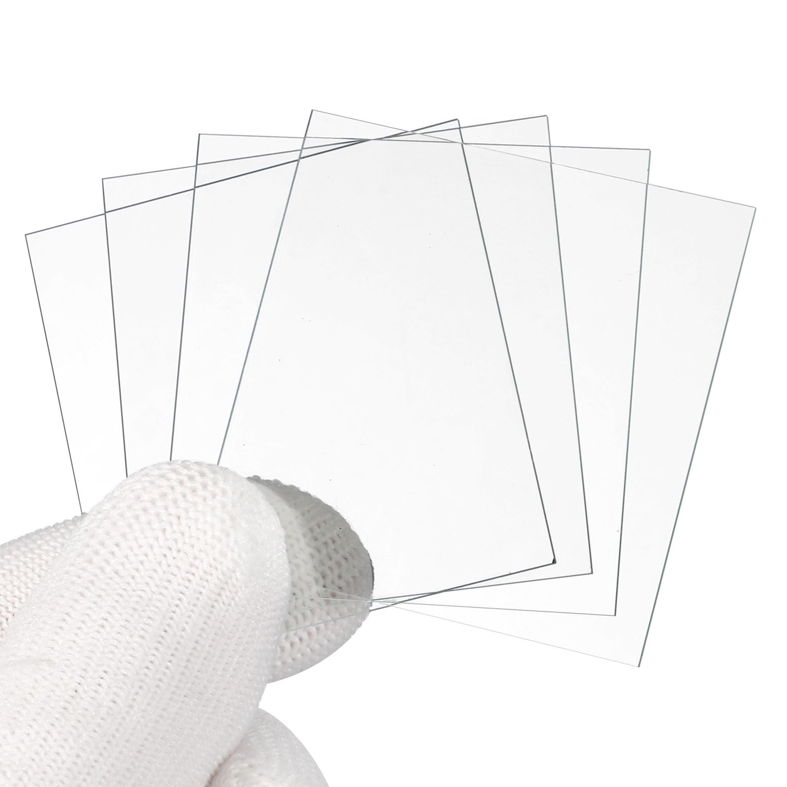 PATIKIL Lot de 4 lames en verre de laboratoire 50 x 50 mm, lames en verre optiquement transparent, bords lisses, haute transparence, épaisseur uniforme