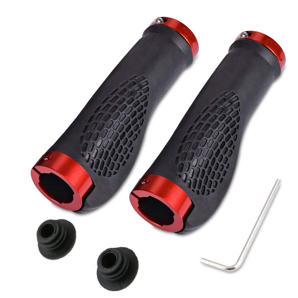 Bike Handlebar Grips Ergonomic, 2 Sides Locking, TPR Rubber Anti-Slip Handle Grip, Bicycle Grips Fits MTB/BMX/Mountain/Downhill/Foldable/Urban Bicycles/Scooter