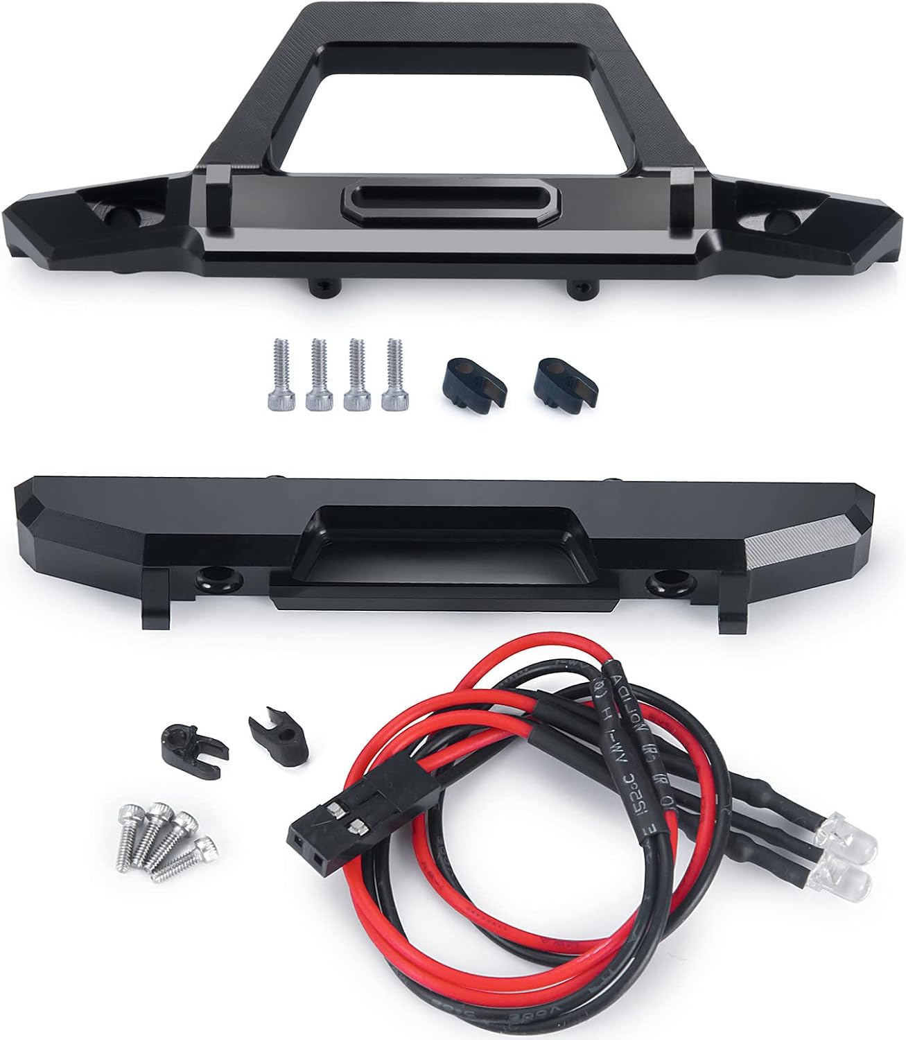 RC-Hub Metal Front & Rear Bumper Set with LED Lights for 1/24 Axial Scx24 AXI00002 Deadbolt RC Crawler Car