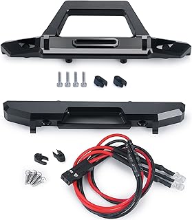 RC-Hub Metal Front & Rear Bumper Set with LED Lights for 1/24 Axial Scx24 AXI00002 Deadbolt RC Crawler Car