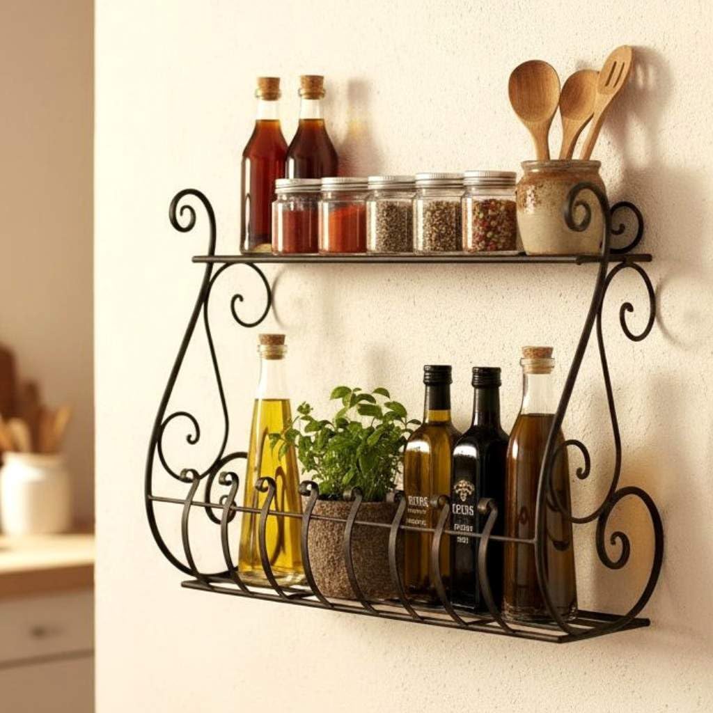 DanDiBo Sebino - Scaffale per erbe aromatiche, da cucina, da balcone, da parete, in metallo, colore nero, 50 cm