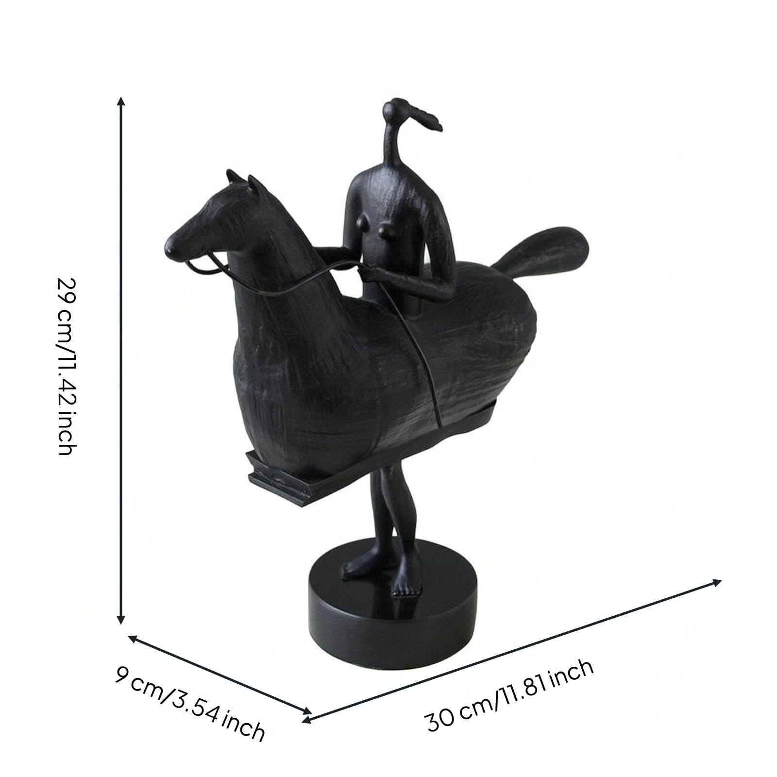 Figurine Cheval et Chevalier Métal Figurine Cheval Grande Taille Article Décoratif pour Maison, Noir