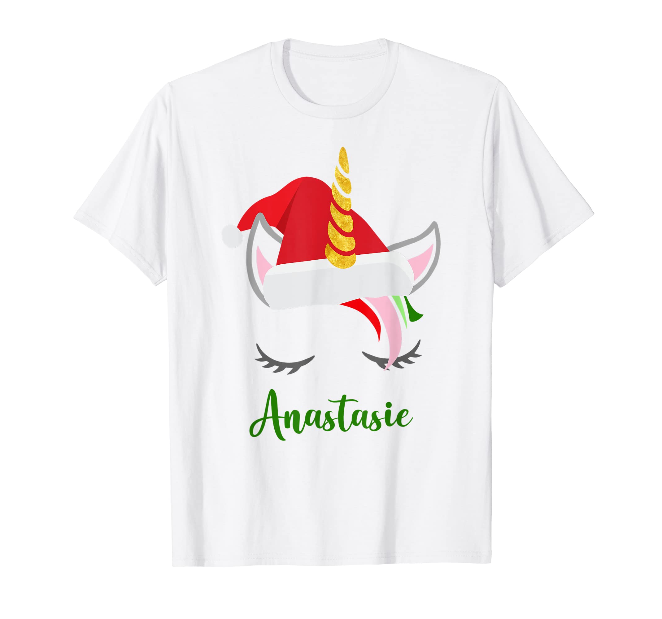 Anastasie Name Gift - Anastasie Santa Unicorn T-Shirt