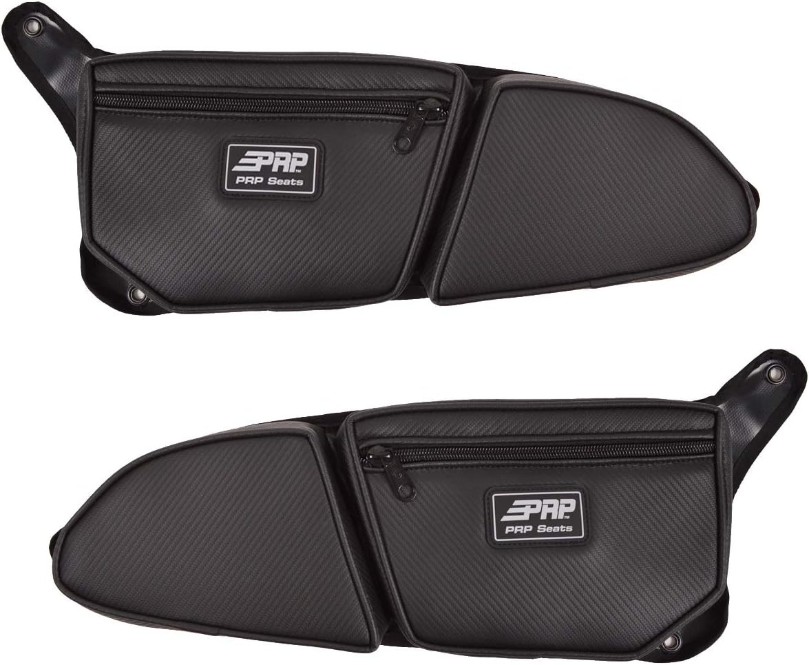 PRP RZR 900 (Trail 50") Stock Front Door Bags with Knee Pad - Pair, Carbon Fiber Black
