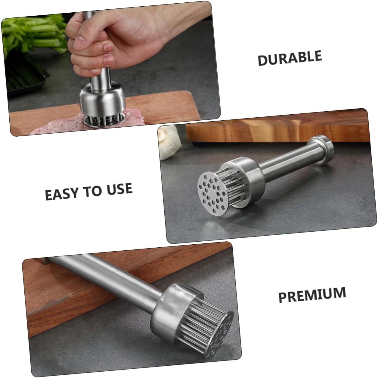 ULTECHNOVO Meat Hammer Kitchen Steak Needle Stainless Steel Meat Tenderizer Mallet Tool