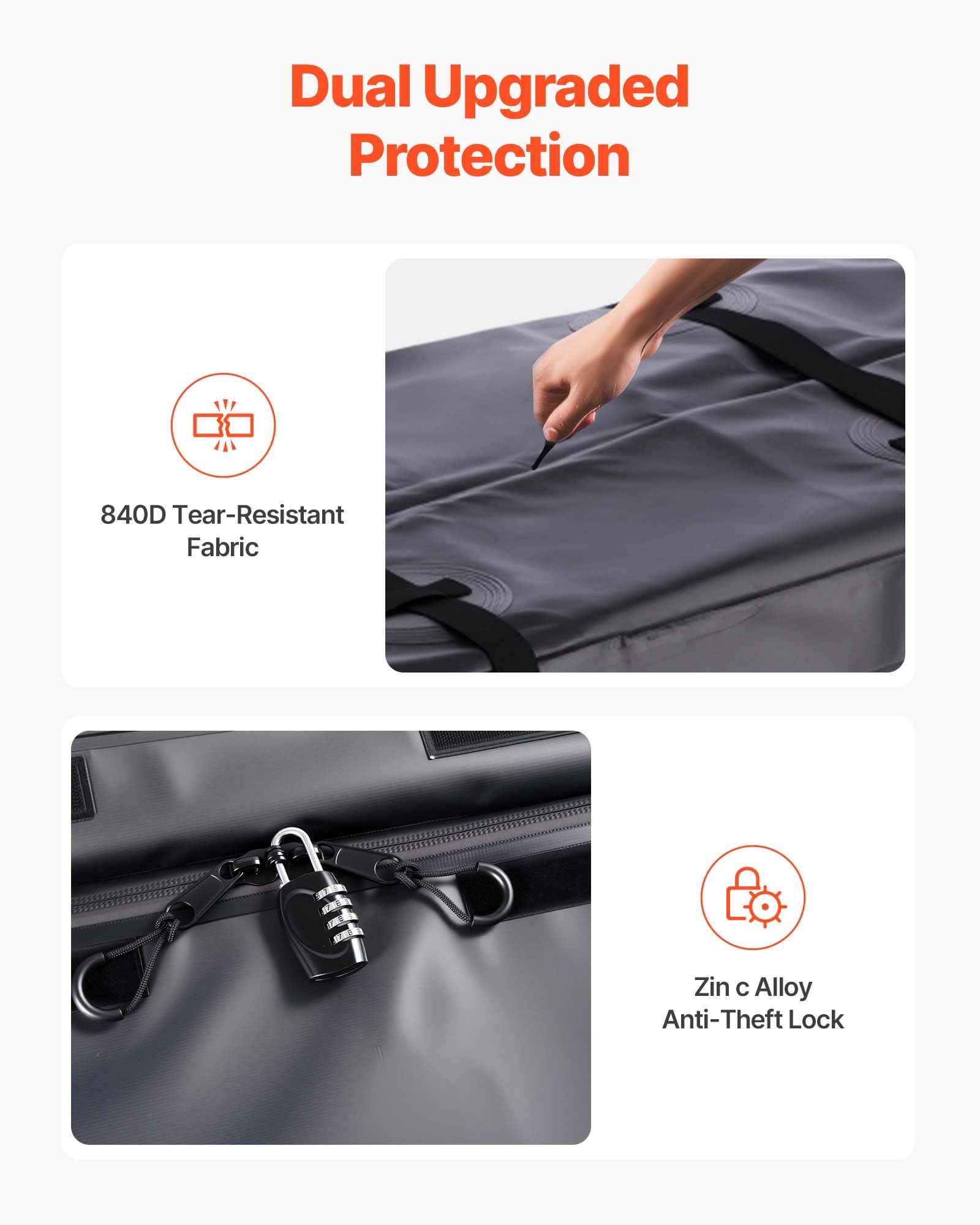 VEVOR Gepäckträgertasche für Anhängerkupplung aus wasserdichtes 840D-PVC (0,453 m³), Gepäcktasche zur Aufbewahrung auf der Ladefläche von Lkws mit verstärkten Gurten für PKW SUVs Vans Schwarz