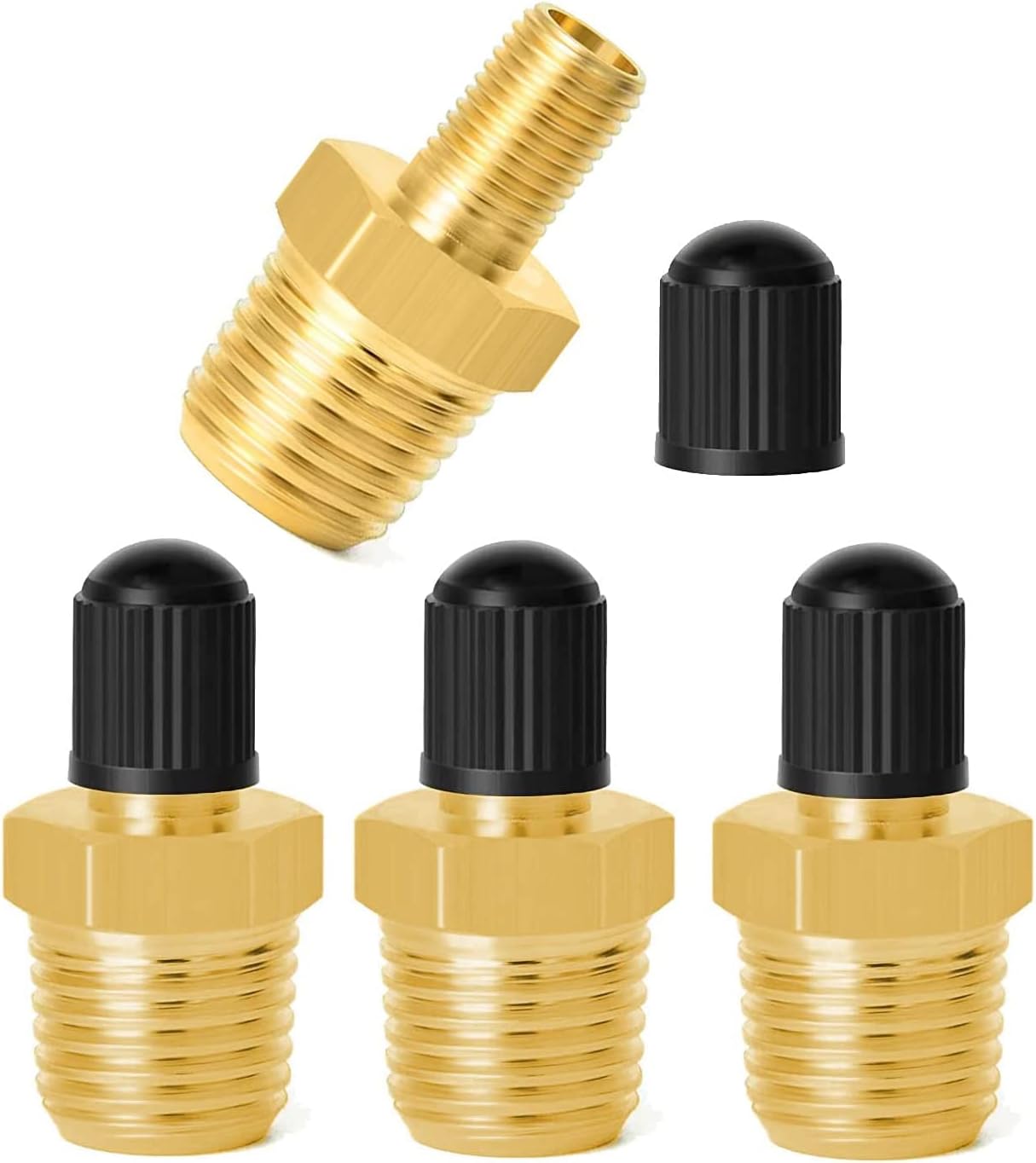 YUENTOEN 1/4 Inch NPT Tank Valves, 4Pcs AntiCorrosion Brass Schrader
