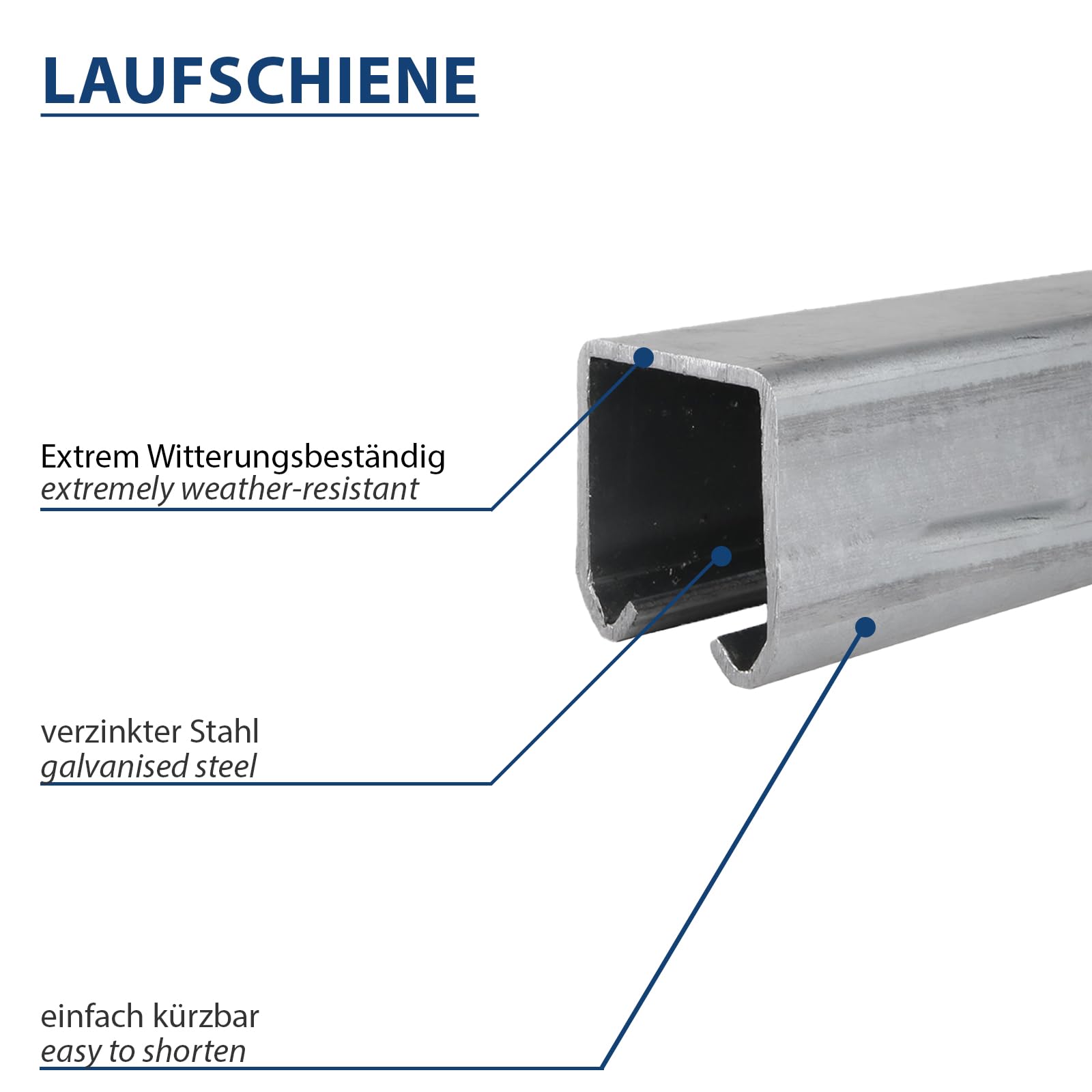 ATTAS Sistema de puerta corredera completo de 300 cm – Rieles con ruedas para puertas correderas y portones – robusto y resistente a la intemperie – Incluye carro corredera