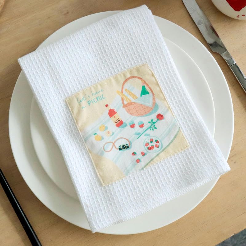 ANEIDA 40 * 60CM 2/4/6PCS weißes Gitter-Jacquard-Quadrat 100% Baumwolle Tischservietten Matte Blockdruck Baumwollservietten waschbar Bedruckt blaugrünes Handtuch