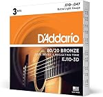 D'Addario EJ11 80/20 Guitares acoustiques en bronze - Lumière 12-53