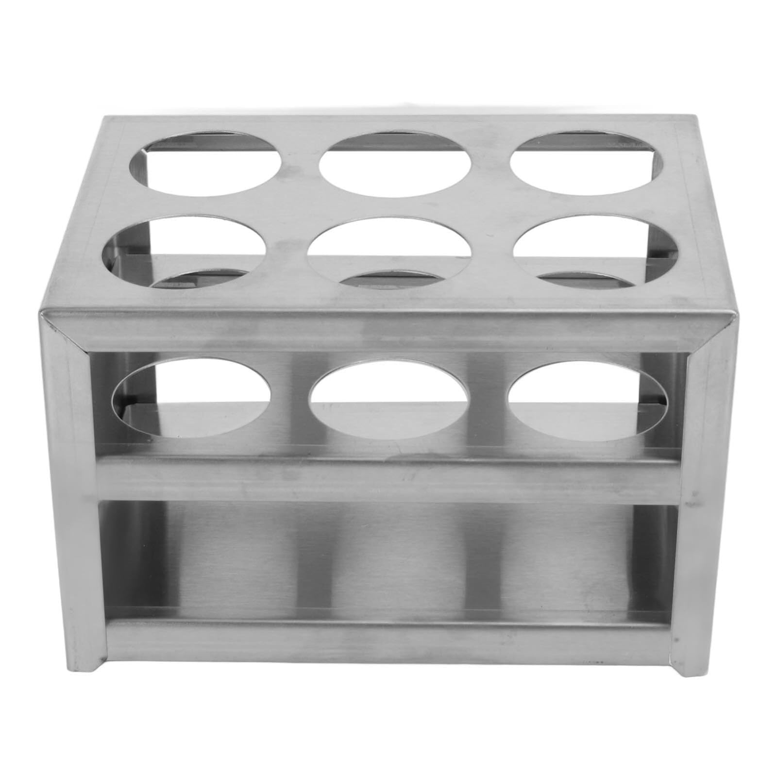 Estante de tubo de prueba de acrílico, Soporte for tubos de ensayo, 6 agujeros, plateado, 12x9x8,5 cm, for 30 mm, experimentos científicos en el aula