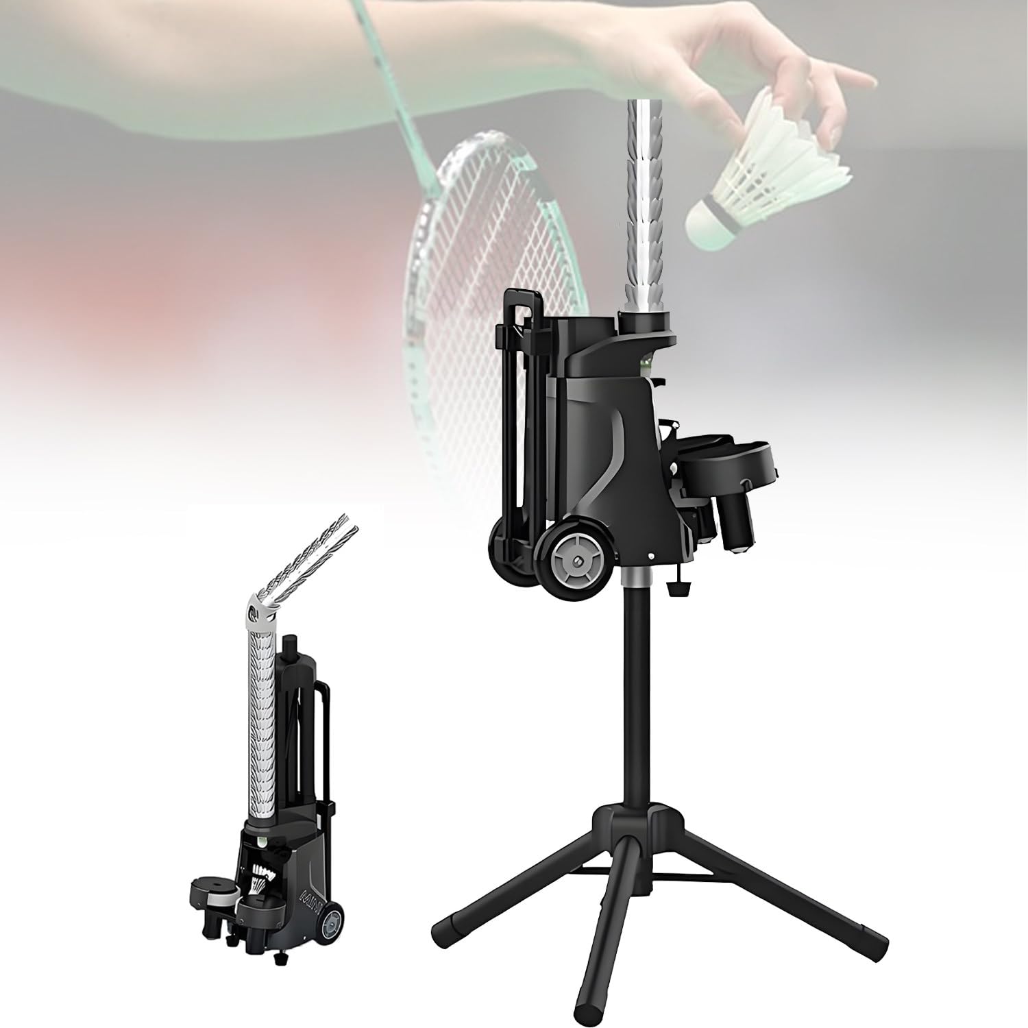 GLBMXDD Smart Shuttlecock Feeder,Portable Badminton Serve Pitching Machine with Smart APP Control, Serving Frequency: 1.0S-5S, for Indoor Outdoor Game Training MiniPro